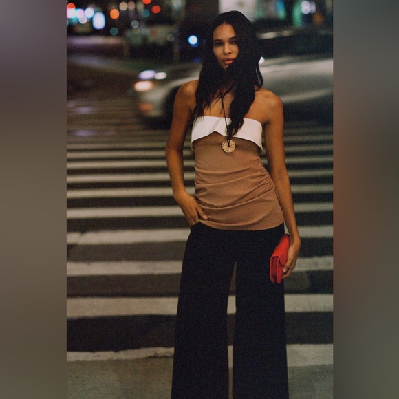 Anthropologie Strapless Side-Tie Ruched Top - Picture 4 of 10